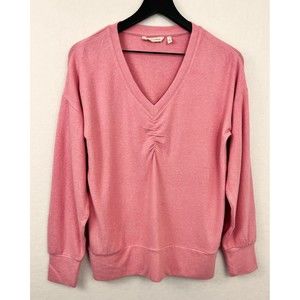 Soft Surroundings Pink V-Neck Long Sleeve Soft Rayon Blend Top Size Small